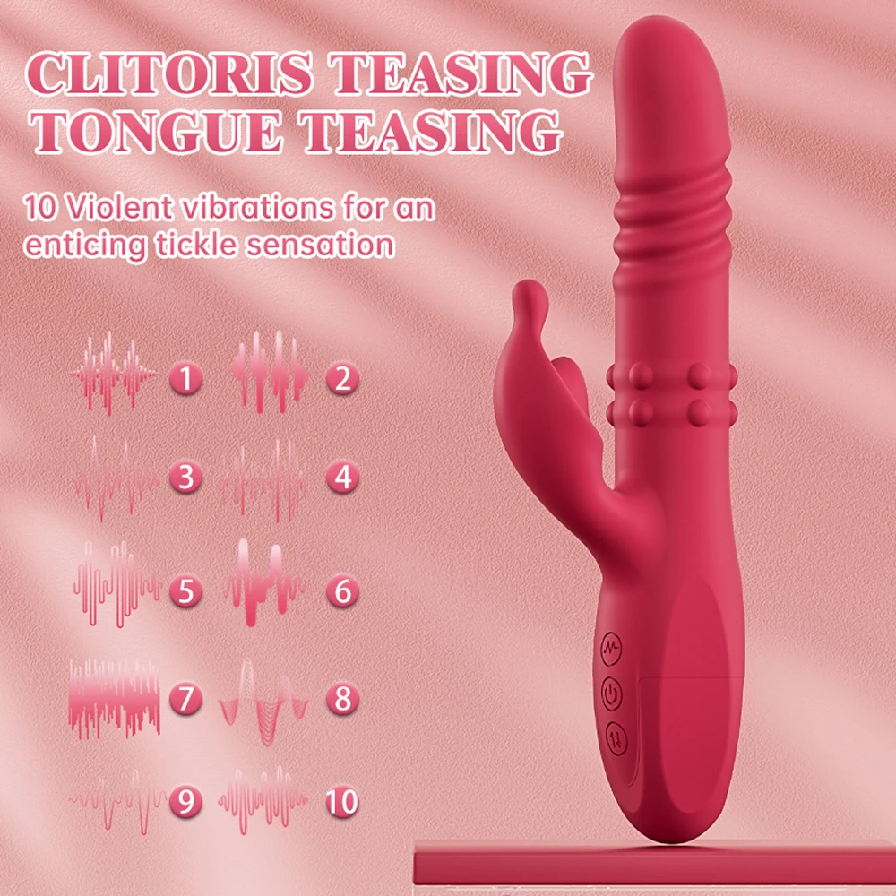 Telescopic Rabbit Vibrator Rotating Massage Vaginal Clitoris Vibration Stimulator G-spot Orgasm Masturbator Adult Couple Toys