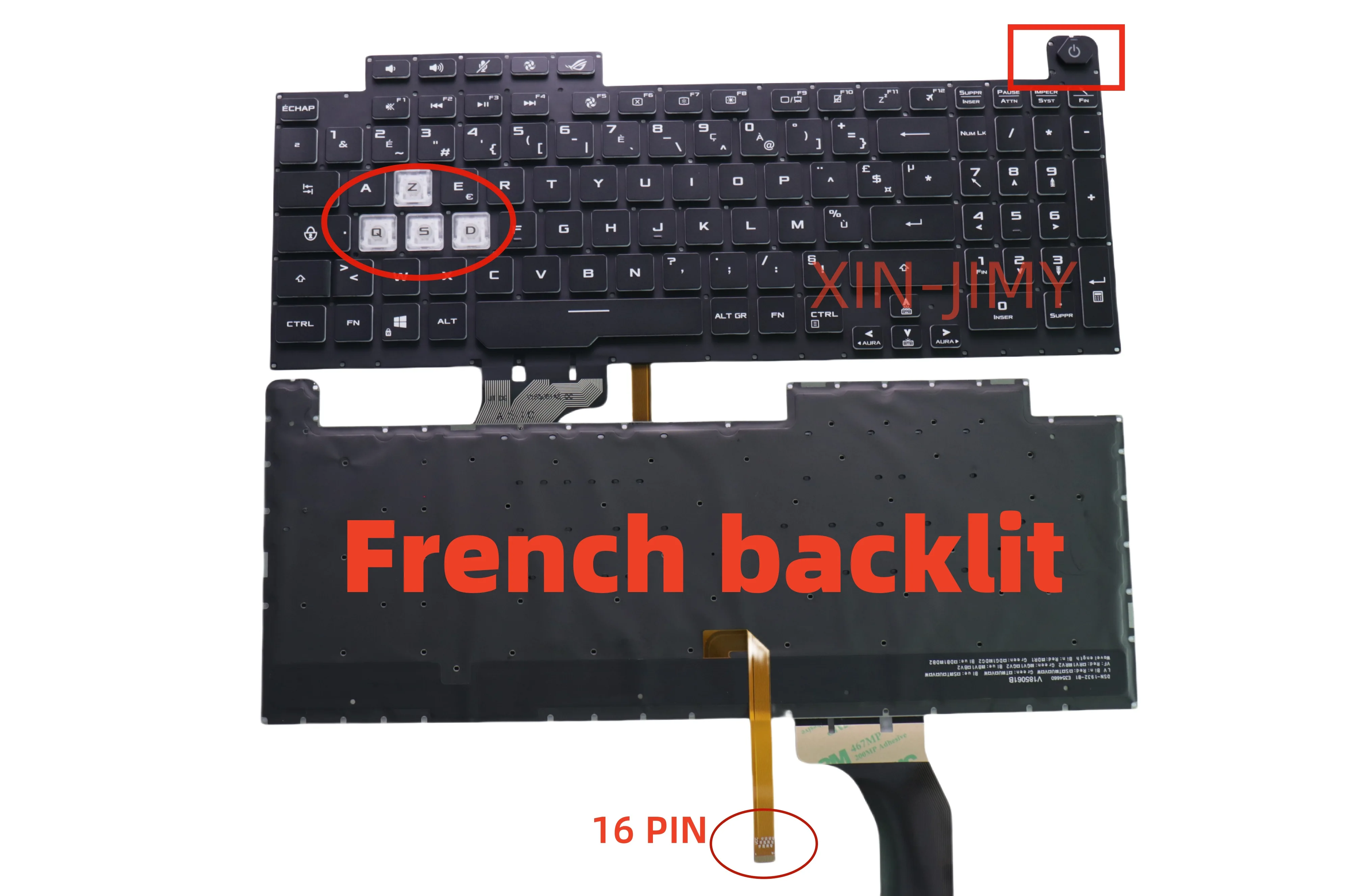 

16-контактная клавиатура с французской подсветкой для ASUS ROG Strix G17 G731G G731GV G731GT G731GU G712LU G712LV G712LW G712 FR, клавиатура для ноутбука