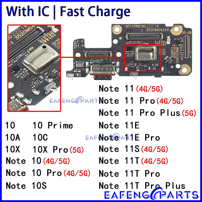 Usb Dock Charger Connector for Xiaomi Redmi Note 10 10C 10X 10T 11 11S 11E 11T Prime Pro Plus + 4G 5G Charging Board Flex Ports