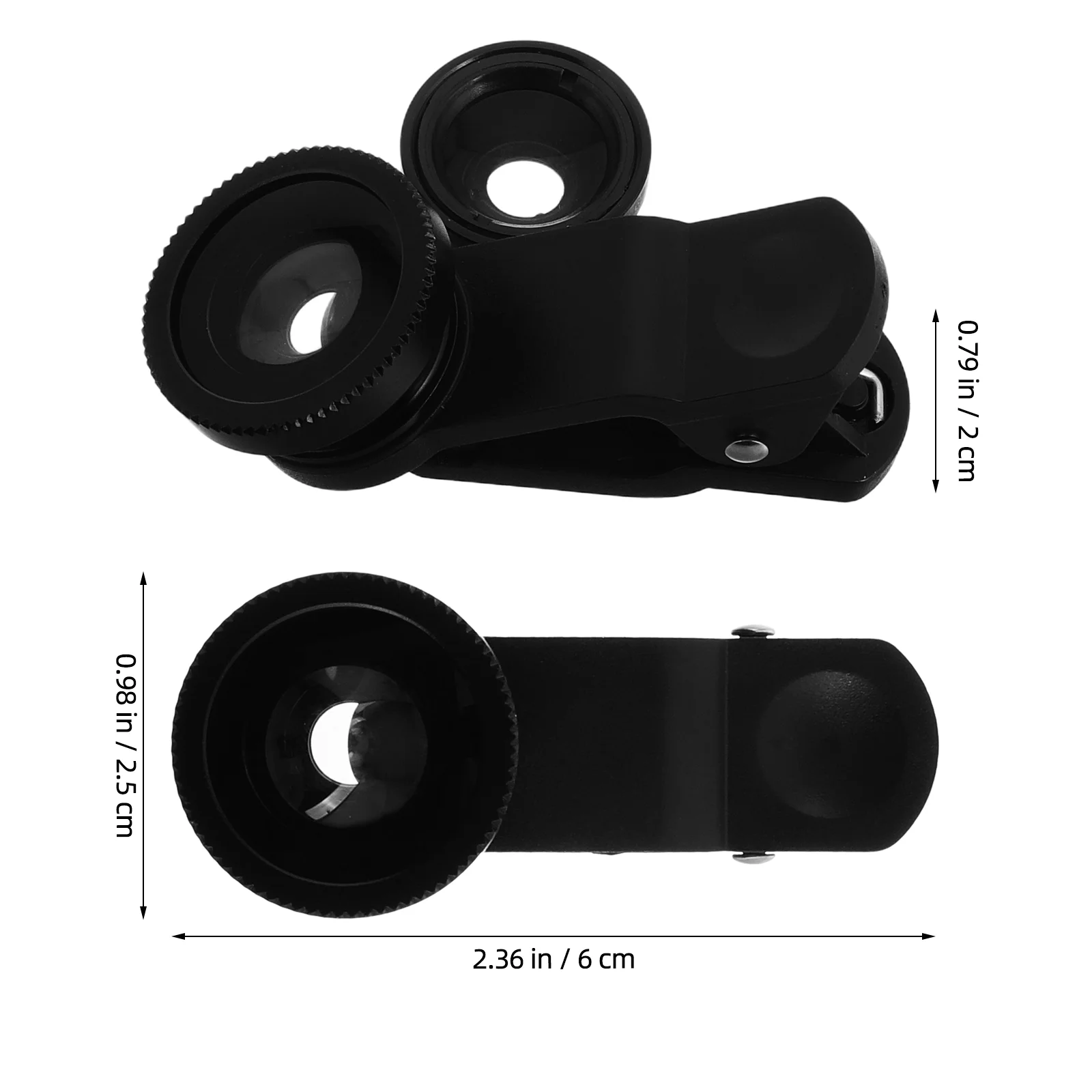 Kit macro de lente olho de peixe para celular, espelho, apêndice, clipe de plástico