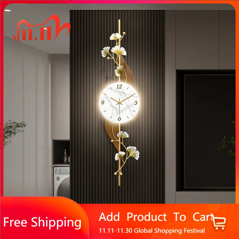 

Minimalist Unique Wall Clock Luminous Flowers Light Luxury Modern Wall Clock Living Room Creative Reloj De Pared Home Decor