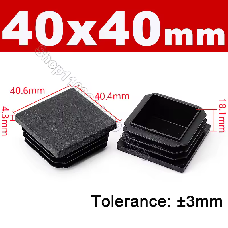 Black Square Pipe Tube Cap Plastic Tubing End Cover Glide Insert Blanking End Plugs Bung 10/13/15/16/18/19/20//22/23/25/28-200mm - Image 12