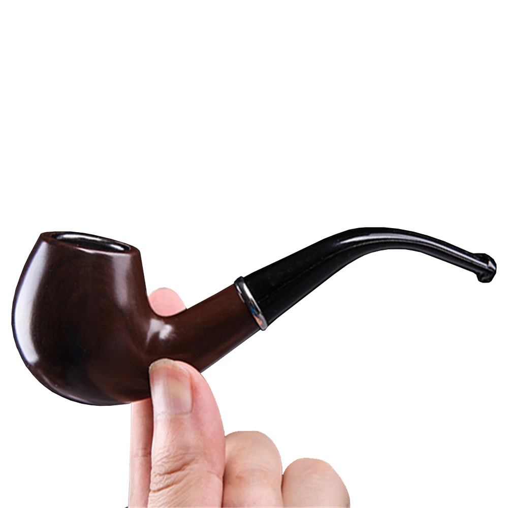 Retro Resin Ebony Smoking Pipe Curved Tobacco Pipe Handheld Bent Pipe Smoke Filter Herb Grinder Cigarette Accessories Men Gadget