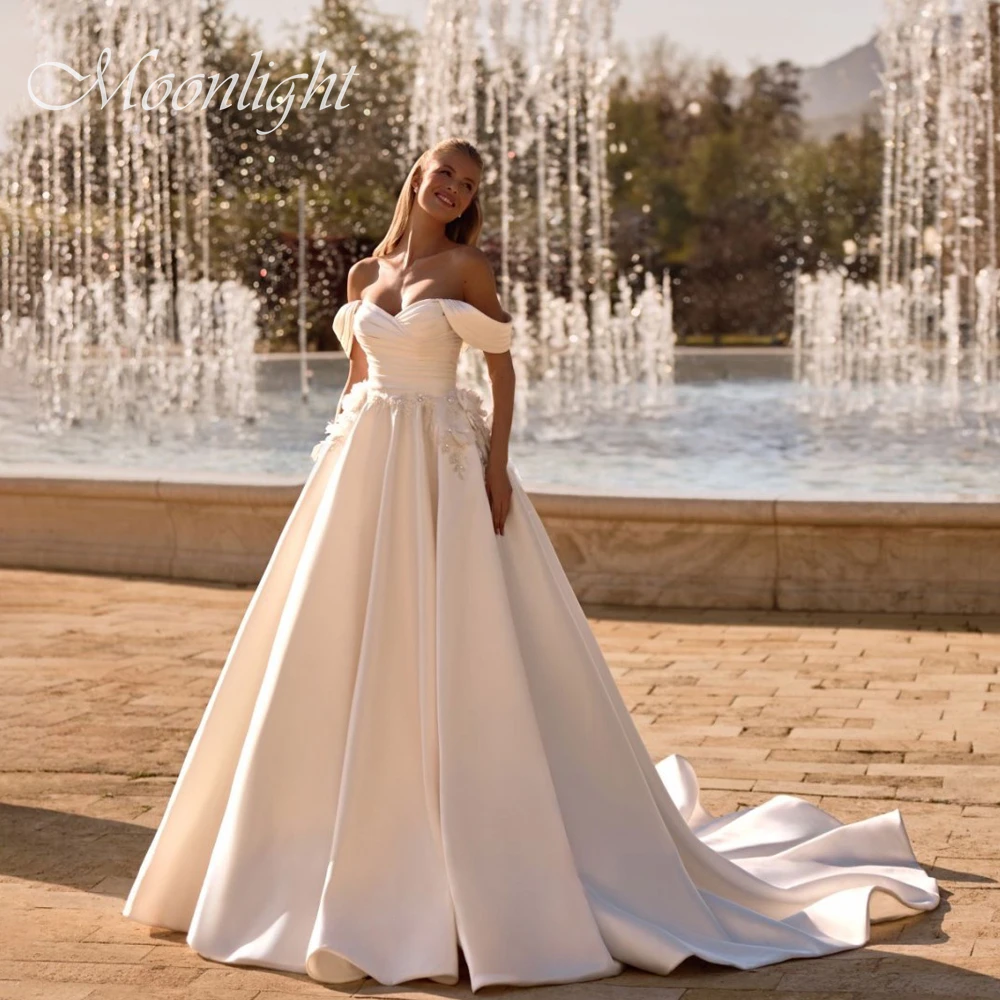 

Свадебное платье трапециевидной формы принцессы со складками и v-образным вырезом, 2026, свадебное платье с открытыми плечами и открытой спиной, Vestidos De Novia по индивидуальному заказу