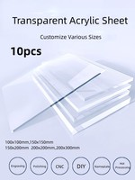 10PCS Clear Acrylic Sheet Transparent Plexiglass Sheet Processing Custom Handmade DIY Display Box