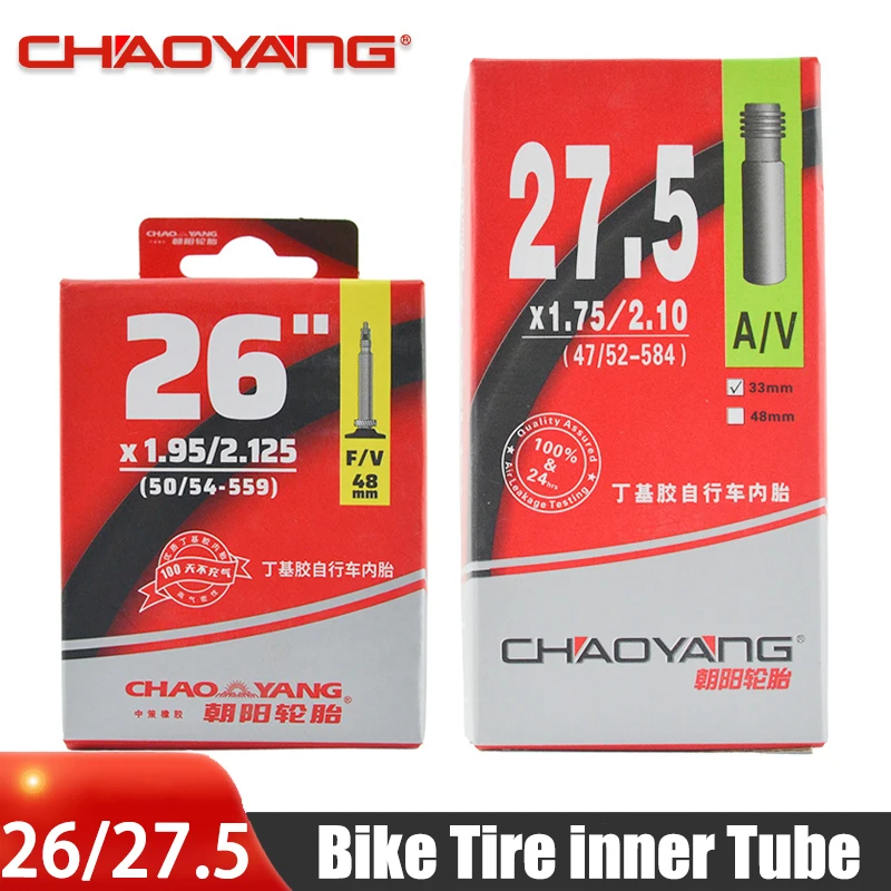 CHAOYANG 26x1.75/2.125 27.5x1.75/2.1 Bike Tube Butyl Rubber MTB Road Bicycle Presta Schrader Valve Tire Inner Replacement Camera