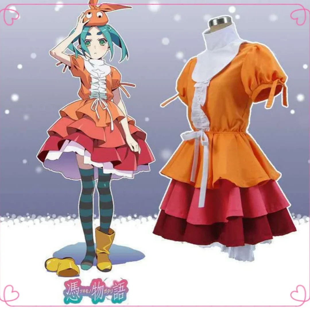 Anime Female Monogatari Series Nisemonogatari Yotsugi Ononoki Dress Cosplay Costume Uniform