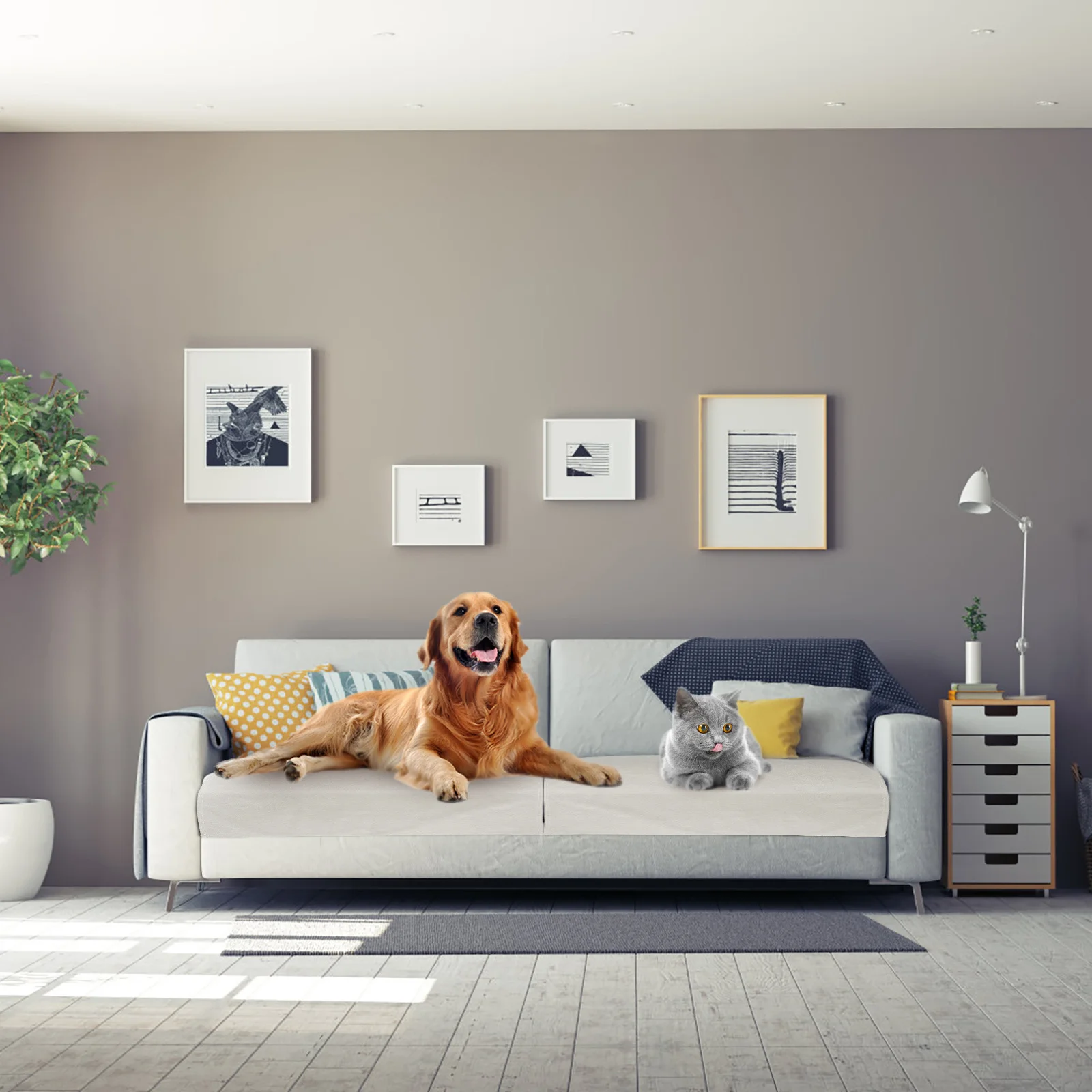 

Waterproof Pet Mat for Sofa and Chair Protection Lightweight Polyester Dog Cat Sleeping Mat for Travel Home Use