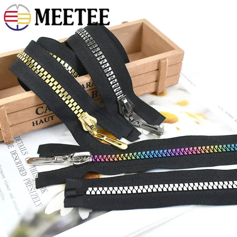 1/2Pcs 8# Resin Zipper 80cm Open End Long Zips with Rainbow Pull Decorative Zip Repair Kit Bag Clothes Jacket Sewing Accessories