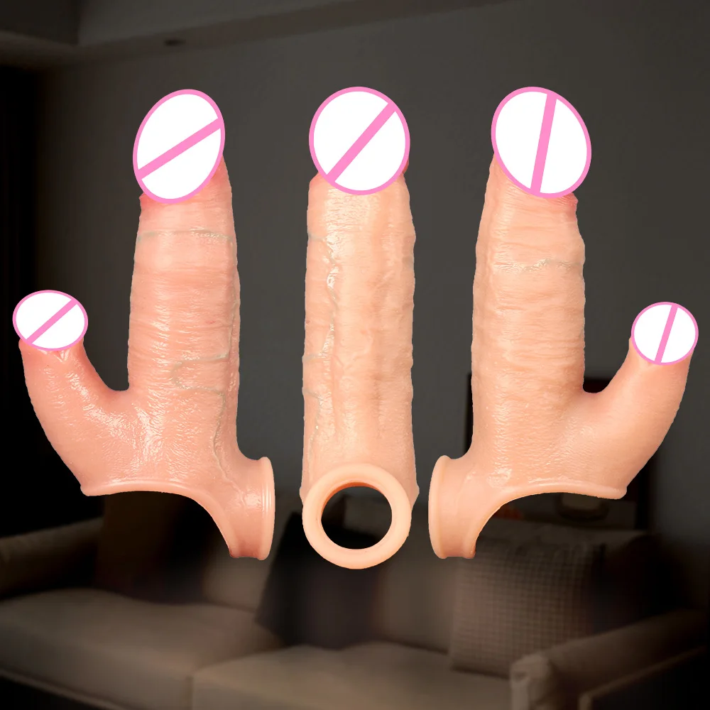 ألعاب جنسية للرجال قابلة لإعادة الاستخدام كم القضيب موسع الواقي الذكري تأخير القذف القضيب توسيع جوفاء الديك كم اللسان القضيب الكبير