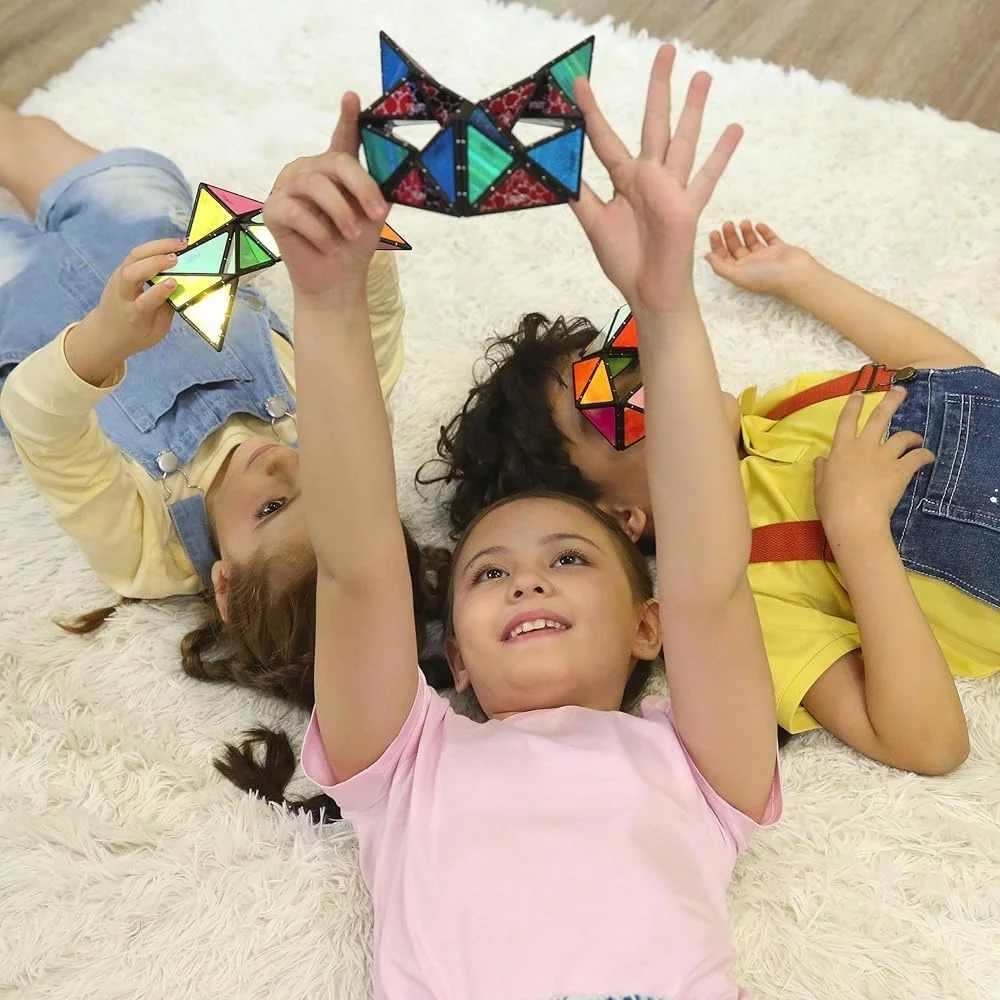 Magnetic Pyramid Stones 243 Rare Earth Magnets Transformable Cube Stress Relief STEAM Sensory Toy Creative Gift Kids Adults