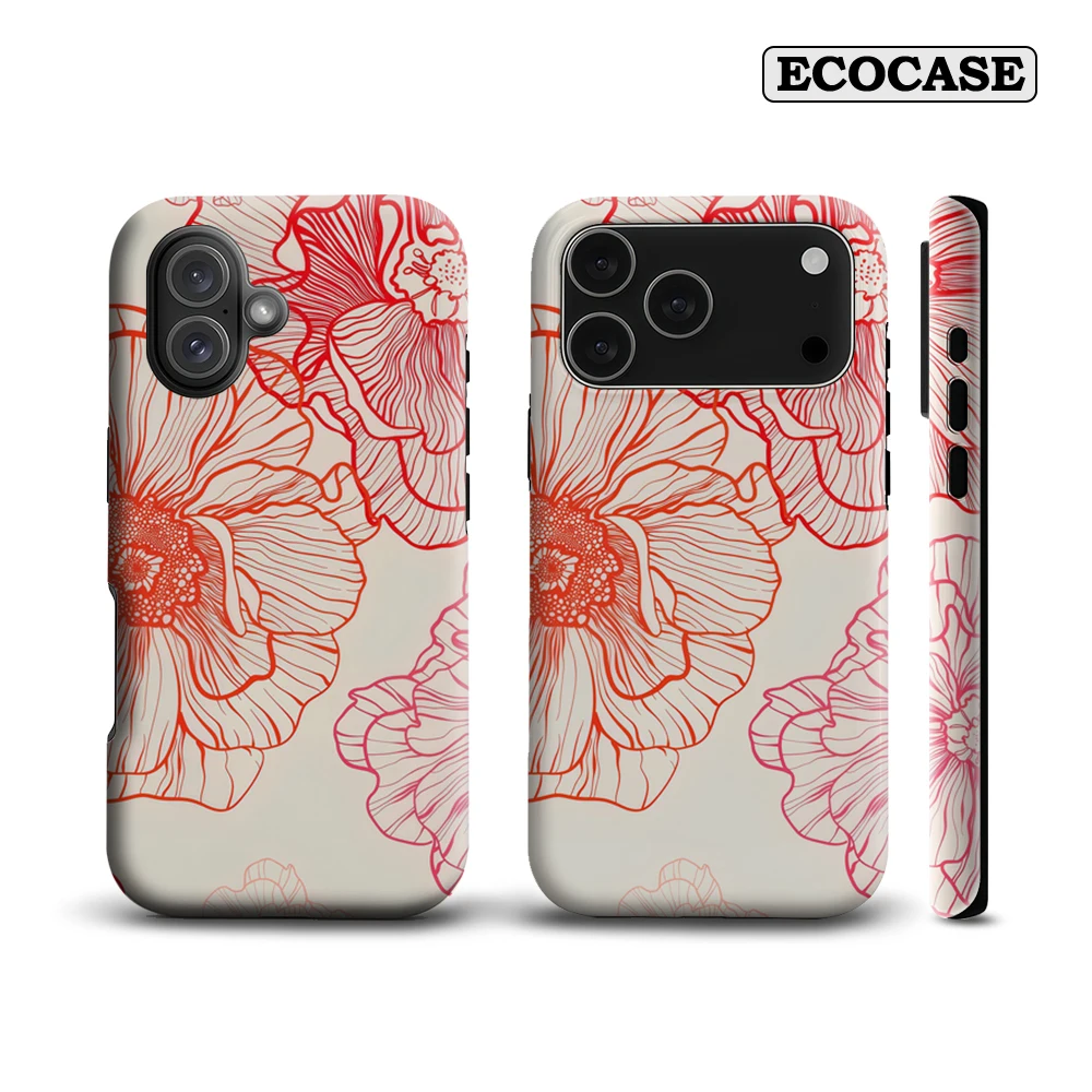Farbverlauf Red Line Art Poppy IPhone 17 Must-Haves Handyhülle für IPhone 17 16 15 14 13 Pro Max Plus Doppelschichtige Rückseite