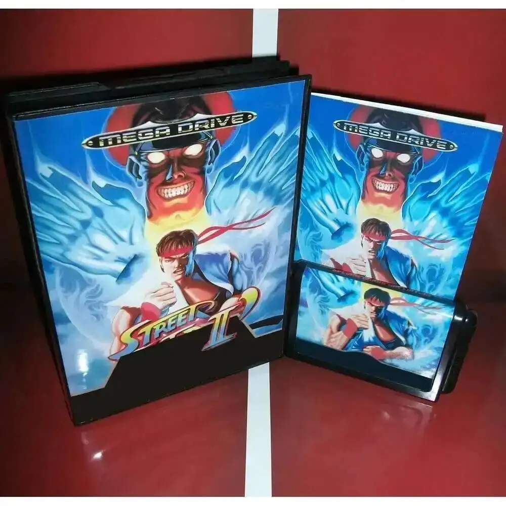 بطاقة ألعاب SF2 SCE Plus 16bit MD مع صندوق البيع بالتجزئة وكتاب يدوي لمحرك Sega Mega Drive/ Genesis