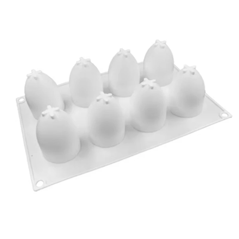 Molde de silicone em forma de ovo de Páscoa, 8 furos, tridimensional, gesso, bricolage, handmade, decoração para o lar