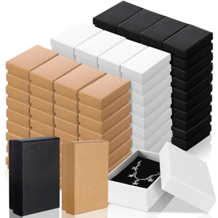 

100 Pcs Christmas Jewelry Gift Boxes Bulk Kraft Jewelry Cardboard Boxes for Necklace Earring Bracelet Storage Package