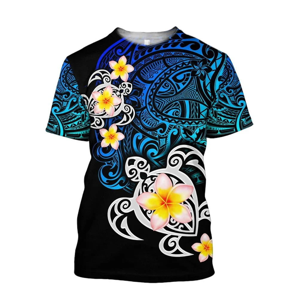 HX Bohemia T-shirts 3D Graphic Polynesian Tribal Floral Pattern Pullovers Tees Polyester Print Harajuku Men Clothing