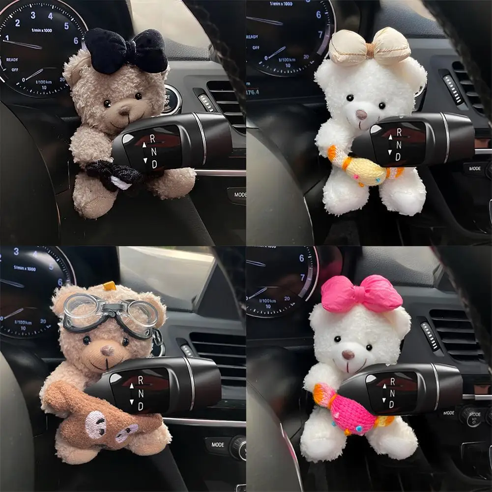 Pilot Bear Used for Car Gear Shift Decoration Cute Turn Signal Dolls Wiper Dolls Rearview Mirror Ornament
