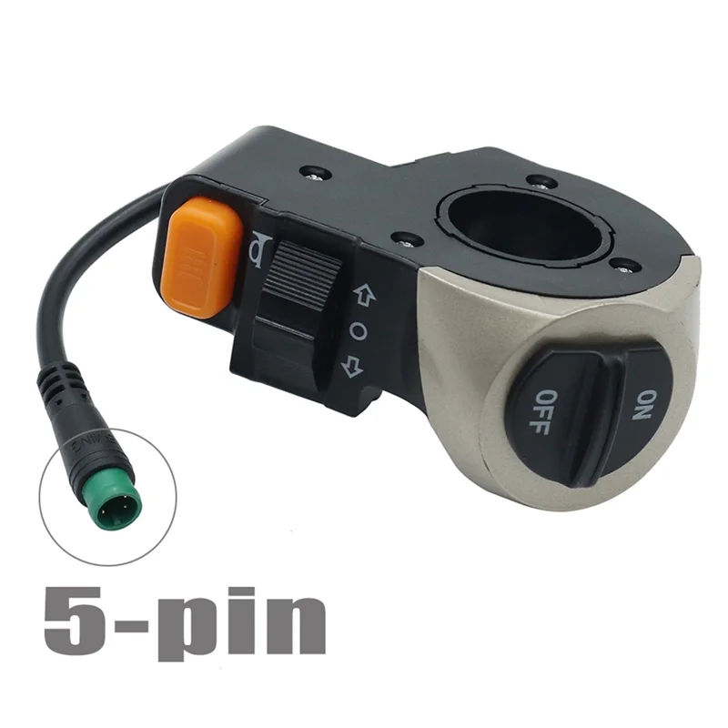 3-in-1 E-Bike Switch Electric Scooter Front Lamp Signal Horn Turn Light On/Off Button Light Switch for Electric Bicycle