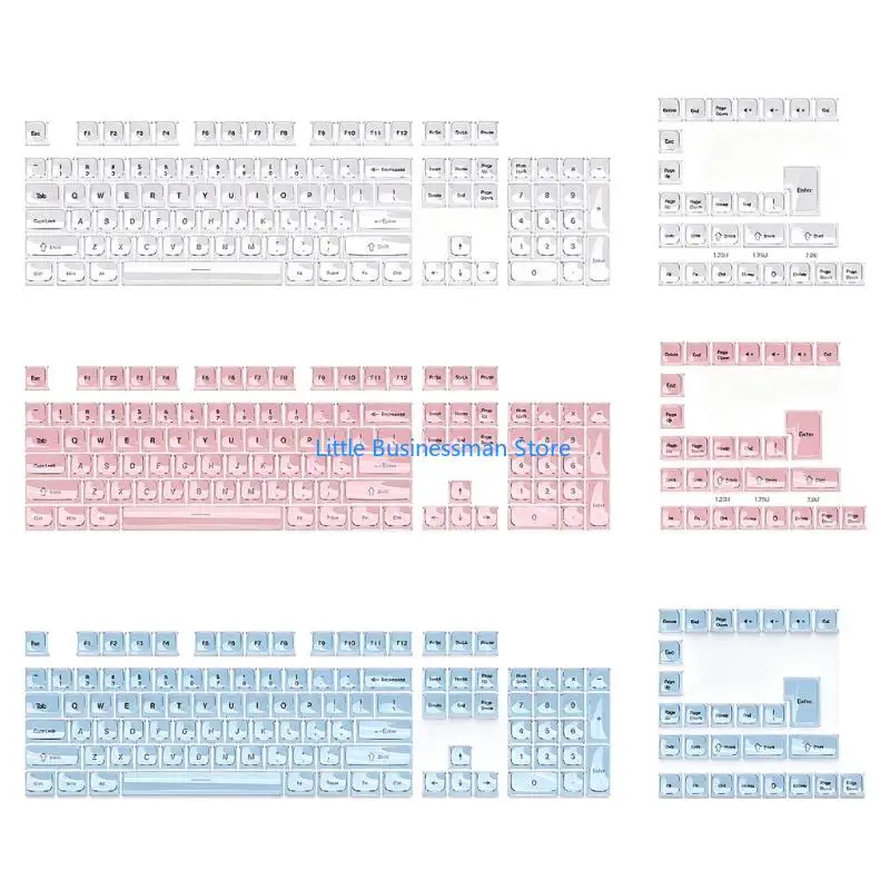 Mechanical Keyboard Keycap Set 132 MDA Profile Crystal Jellys Caps with Top Printed Legends for MXes Layout Set M76A