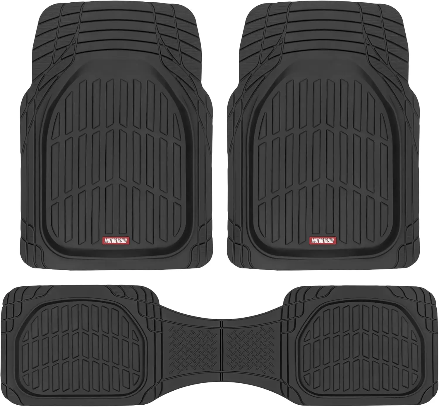 

FlexTough All-Weather Car Mats, Black Deep Dish Waterproof Trim-to-Fit for Cars Trucks SUV