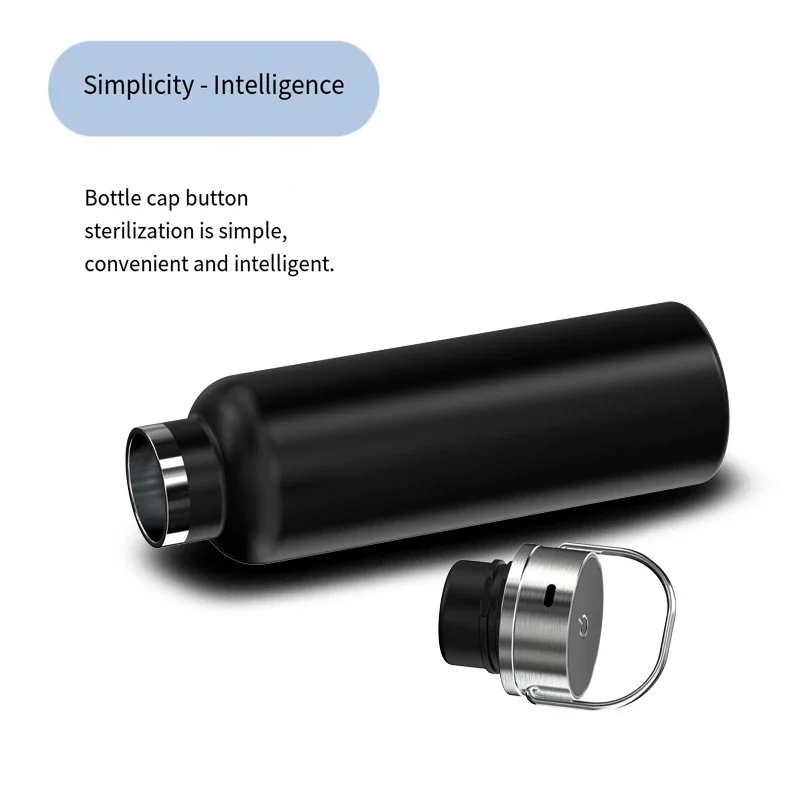 UV Sterilizing Water Bottle with Self Cleaning 750ml Insulated Stainless Steel Tumbler with 304 Inner USB-C for Travel Sports