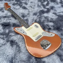 High quality custom JAG electric guitar golden yellow body made old retro antique electric guitar