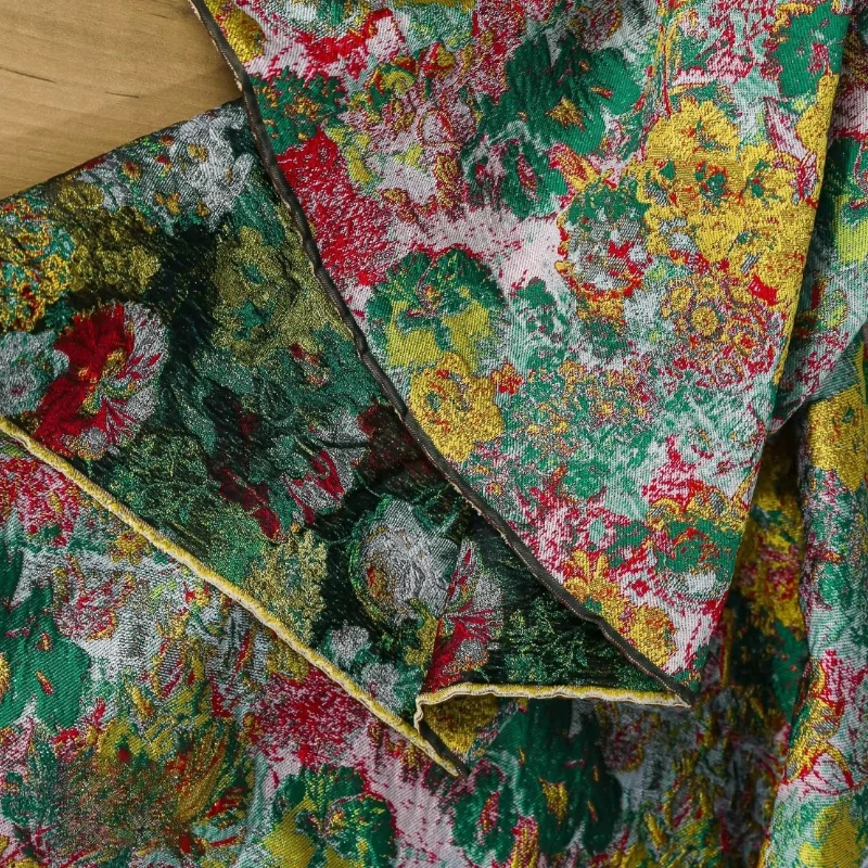 

Oil Painting Floral Retro Court Jacquard Fabric for DIY Packaging Decoration Clothing Fashion Dress Cloth Sewing By The Meters