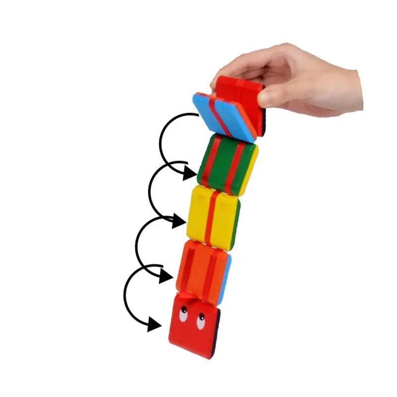 Infinite Flip Folding Wooden Snake Wooden Jacobs Ladder Toys Jacobs Ladder Fidget Classic Toy for Kids Kindergarten Puzzle Toys