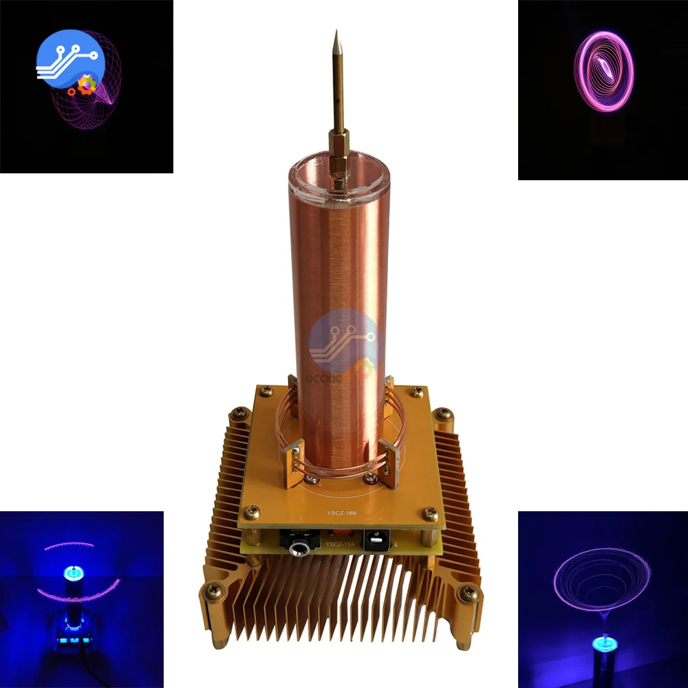 Musical Tesla Coil Music Plasma Speaker DC8-32v Plasma Music Tesla Coil Module Golden With Acrylic Shell EU/US Power Plug