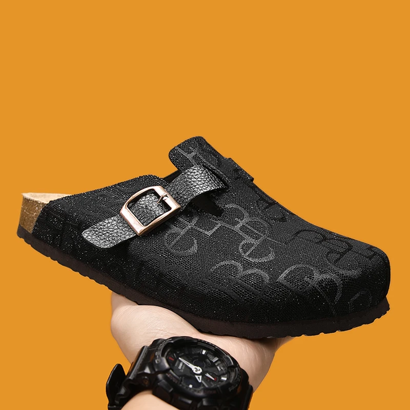 

Closed Toe Cork Mule Slippers Unisex Versatile Outdoor Beach Casual Shoes Breathable Soft Sole Slip On Leisure Footwear