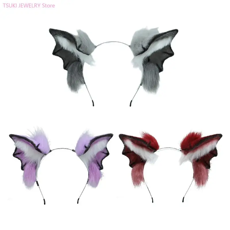 

62KE Animal Plush Hair Hoop Devil Bat Headsd