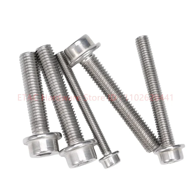 M5 M6 M8 M10 M12 304 Stainless Steel Hex Socket Round Flange Head With Washer Collar Screw Bolt Fastener vis tete creuse