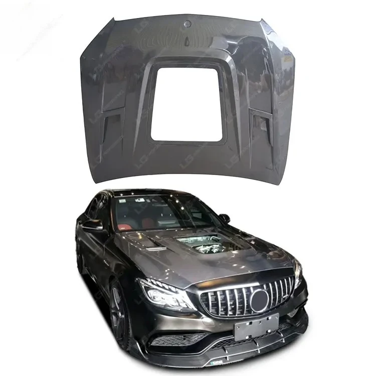 

High Quality W205 Carbon Fiber Car Hood Bonnet For Mercedes Benz C Class W205 Transparent Engine Hood