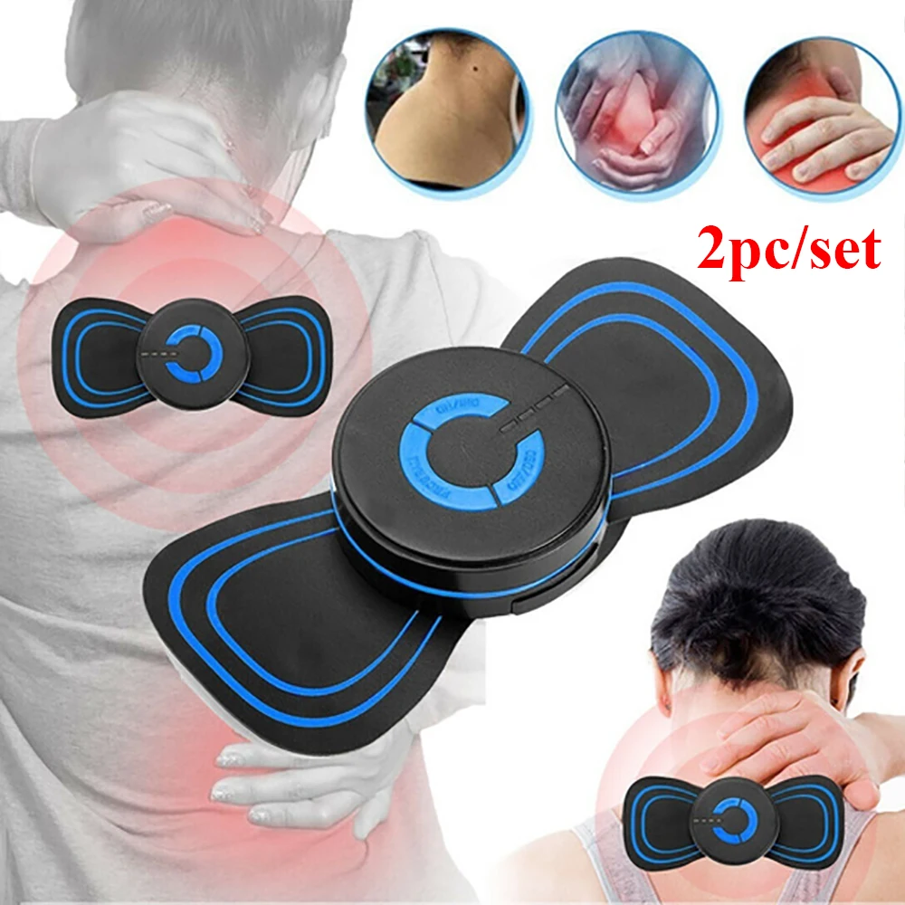 2Pc New EMS Mini Electric Massager Stimulator Pain Relief Neck Back Leg Health Care Relaxation Tool Cervical Portable Massage