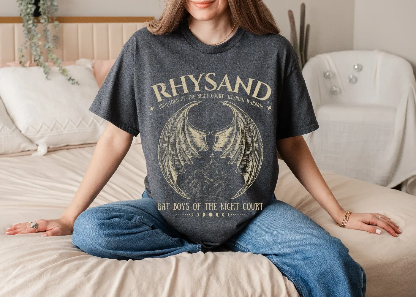 ACOTAR Inspired Rhysand T-Shirt Bat Boys Lord of The Night Court A Court of Thorns and Roses Shirt Clothing Short Sleeve Shirt