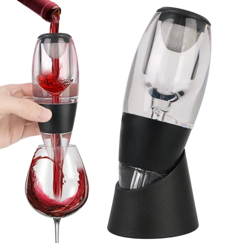 

Professional Wine Decanter Pourer With Filter and Base Quick Sobering Wine Whisky Aerator Dispenser For Bar Party Kitchen