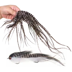 10PCS 10cm -25cm Natural Grizzly Saddle Hackles Fly Tying Rooster Hair Feathers for Streamer Woolly Buggers Trout Fishing Flies