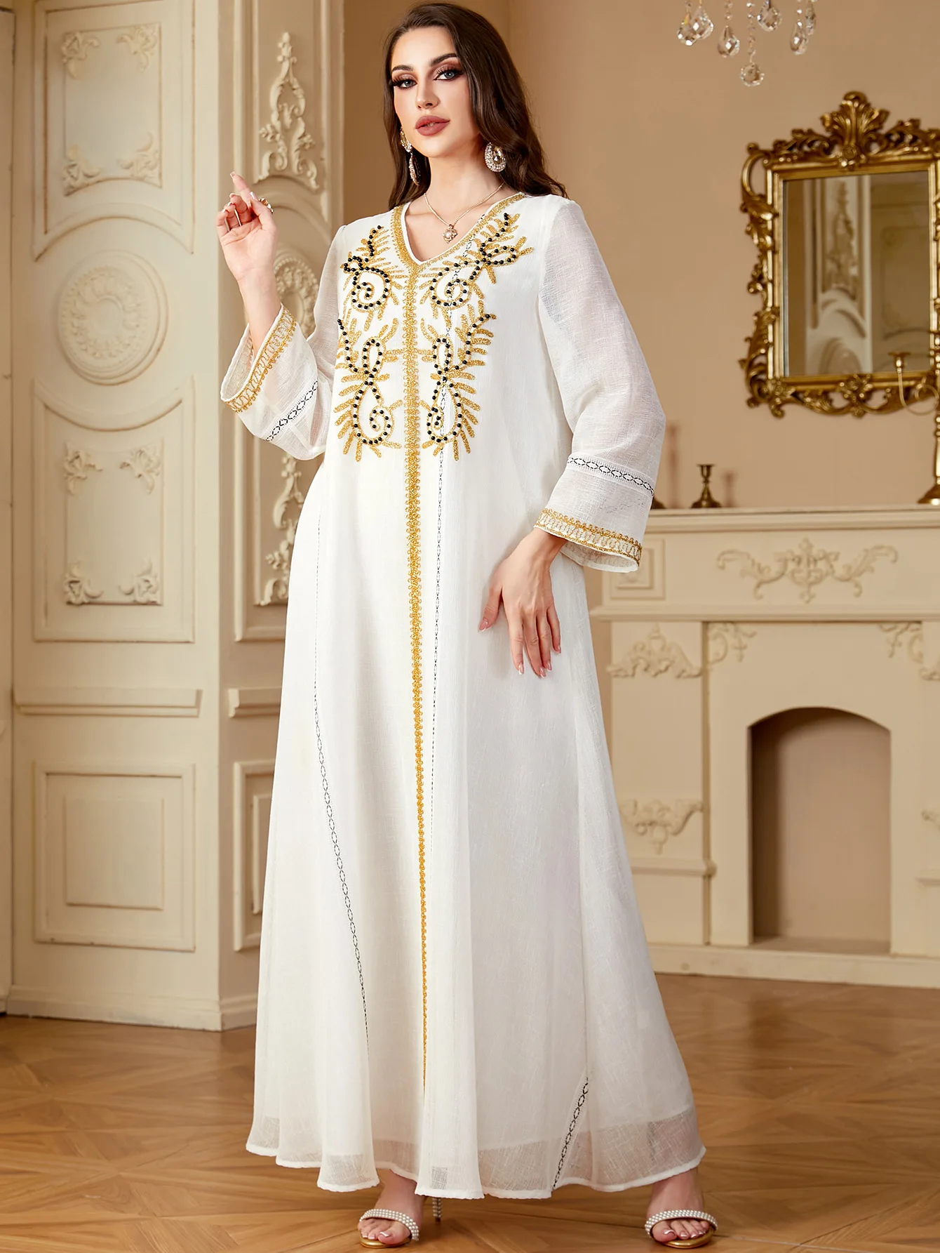 

2025 Dubai Abaya Women Maxi Dress Embroidery Abaya Muslim Dresses Caftan Jalabiya Ramadan Turkey Kaftan Musulman Femme Vestidos