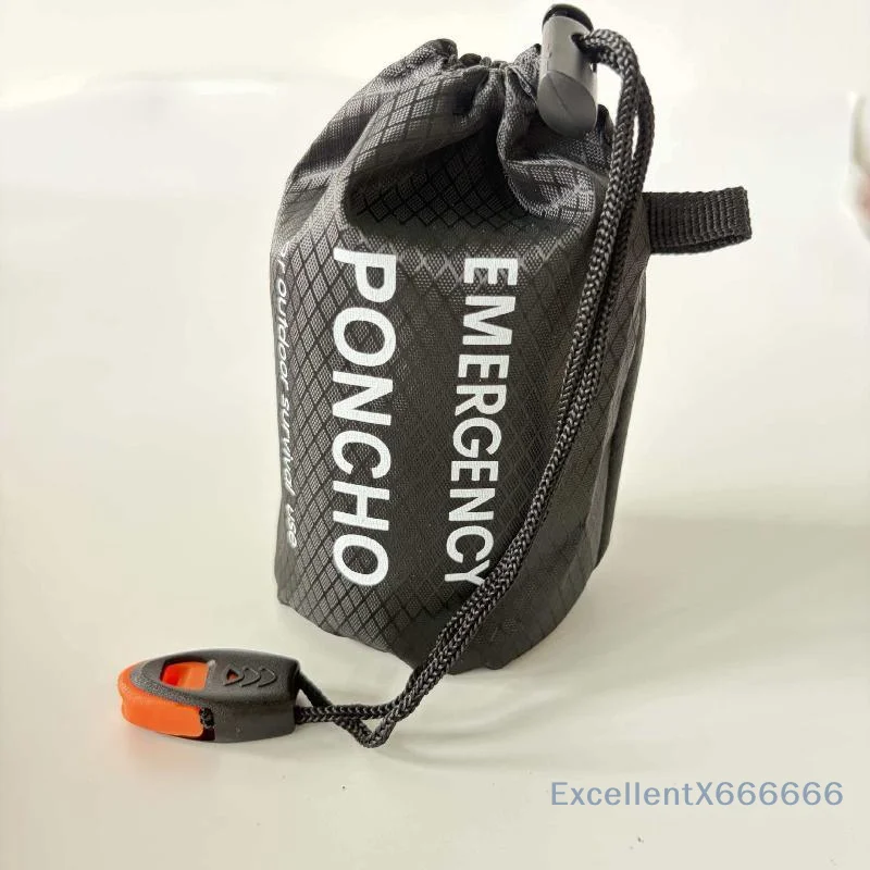Waterproof Thermal Emergency Poncho Tear Resistant Ultra Light with Portable Bag for Camping Climbing Outdoor Trips