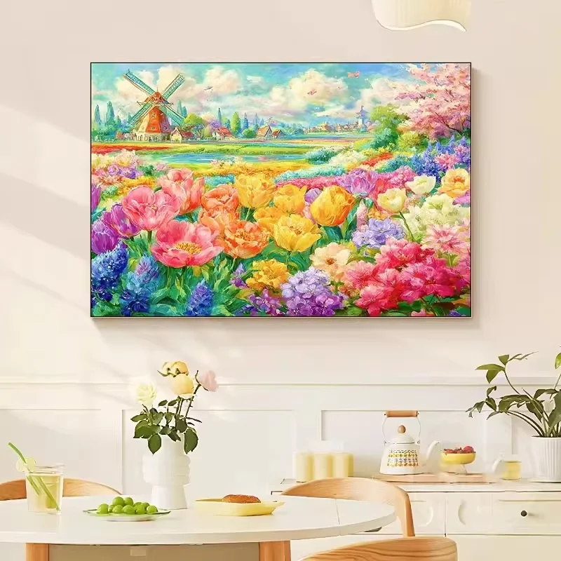 5D DIY Diamant-Malerei Kreuzstich Tulpenblumen-Meeresbild Diamant-Mosaik Handgemachte Kunst Kreatives Geschenk Heimdekoration