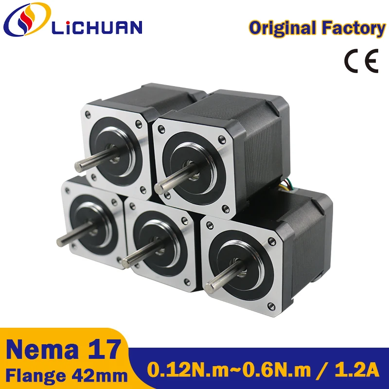 Lichuan 2 Phase Nema 17 Stepper Motor 0.6N.m 1.2A 4-lead for 3D printer Kit CNC Engraving Milling Machine Flange 42mm