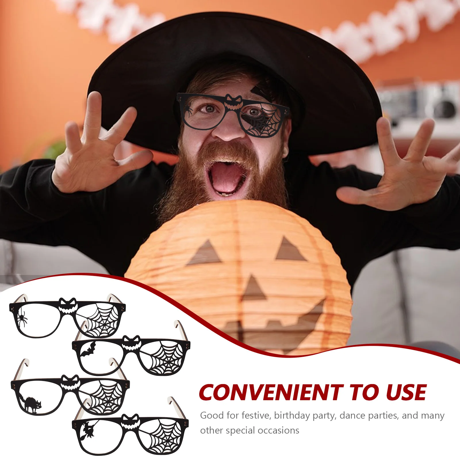 

4 Pcs Halloween Glasses Funky Eye Cosplay Props Funny Costume Eyeglasses Photo Lightweight