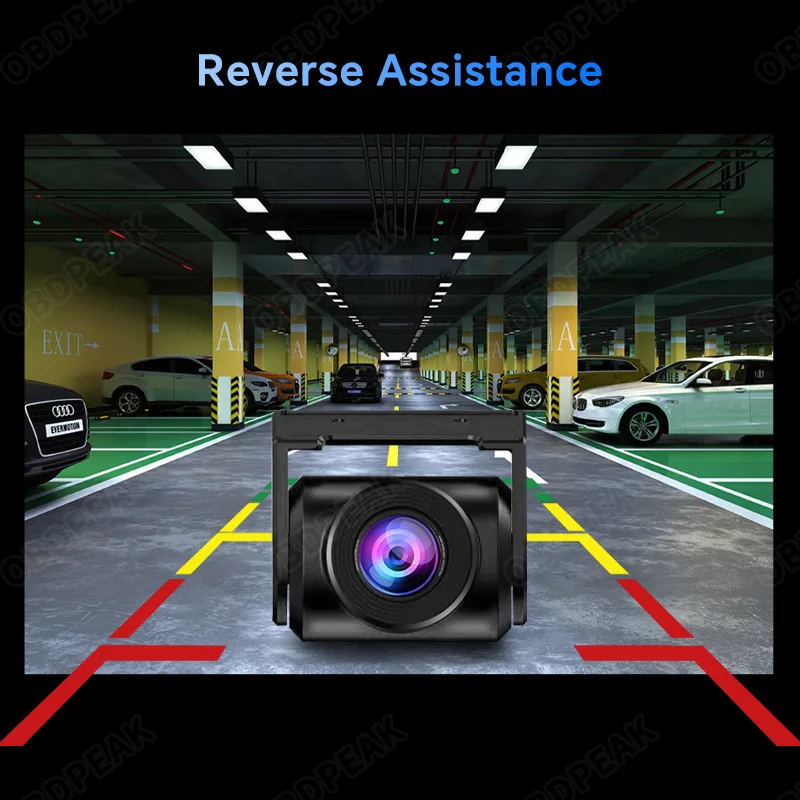 OBDPEAK FHD 1920x1080P Rearview Car Camera Night Vision Front or Rear Auto Assistance Parking Line Reversing for DVR Dashcam T30