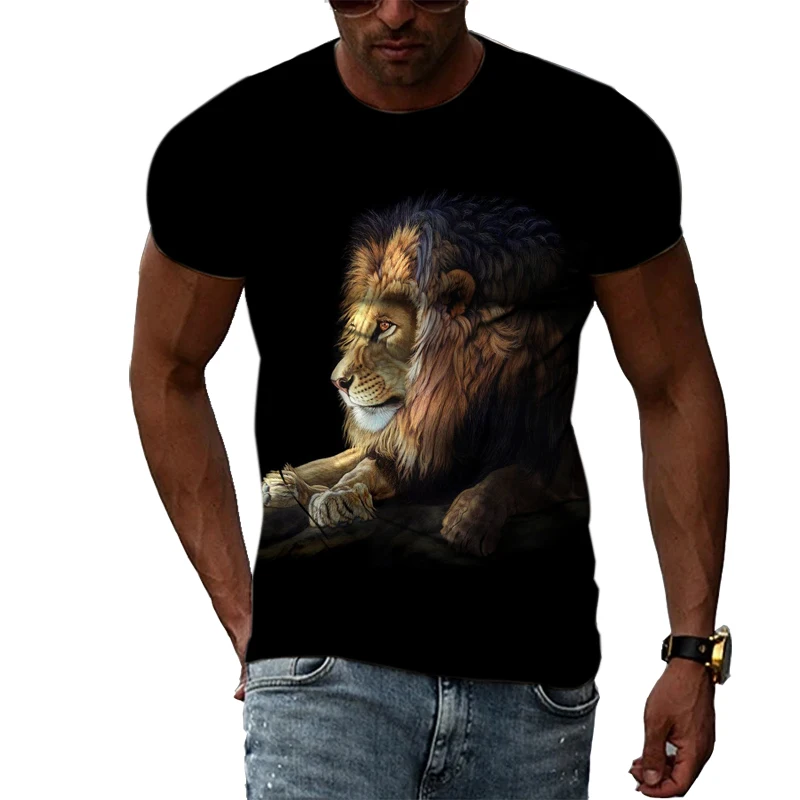 Summer Hot Selling Animal Lion Graphic T Shirts For Men Fashion Hip-Hop Style Harajuku 3D Print Short Sleeve T-shirt Streetwear