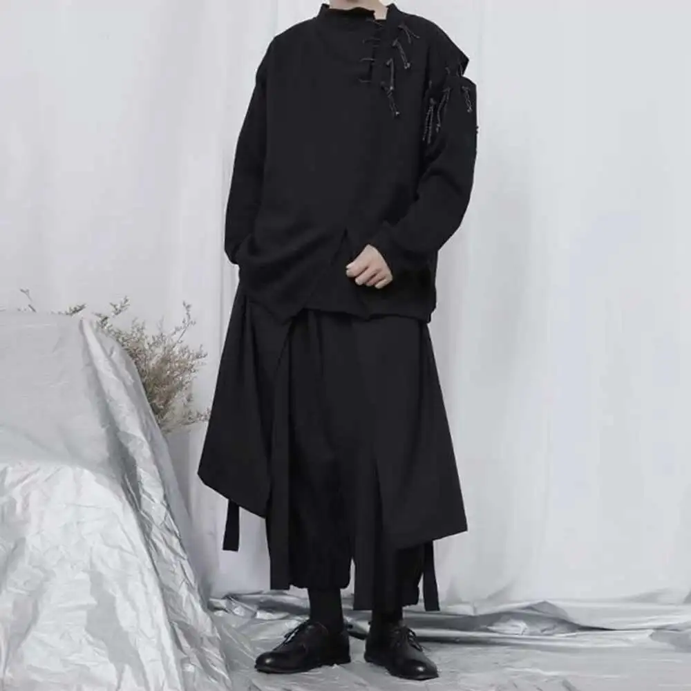 Men's New Pants Ess Double Layer Retro Sports Solid Irregular Mens Color Streetwear Loose Wide Leg Cargo Pants Unisex