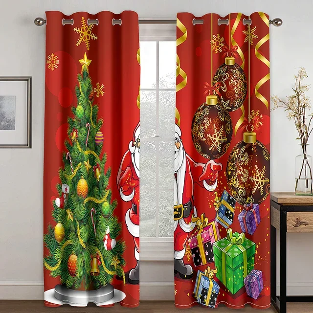 Santa Claus Christmas Decoration Christmas Blackout Curtains 3D Print Window Curtain Bedroom Living Room Decor Window Treatments