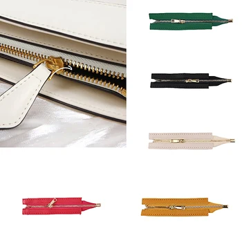 Dokuma çanta için DIY fermuar donanım PU deri fermuar dikiş aksesuarları giysi ayakkabı malzemeleri için Metal fermuar