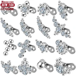 F136 Titanium Microdermals Piercing Flower Zircon Septum Dermal Buried Nail Helix Internal Women and Men Skin Diver Body Jewelry