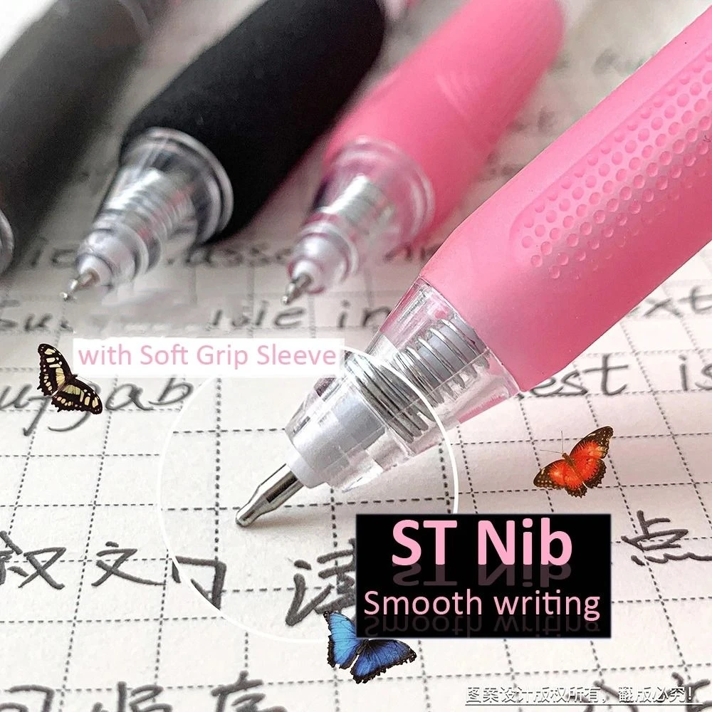 6PCS Kawaii Cute Press Gel Pen Pretty Aesthetic Butterfly Series 0.5mm Writing Pen ST Nib Good Looking Black Ink Pen