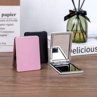 Double-Sided Folding Makeup Mirror Black White Pink Square Pocket Compact Mirror for Women Vanity Handheld Mirror Student Mirror